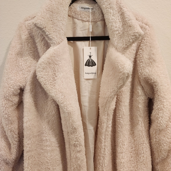 Women's Fuzzy Fleece Lapel Open Front Long Cardigan Coat Faux Fur Warm - Picture 3 of 10